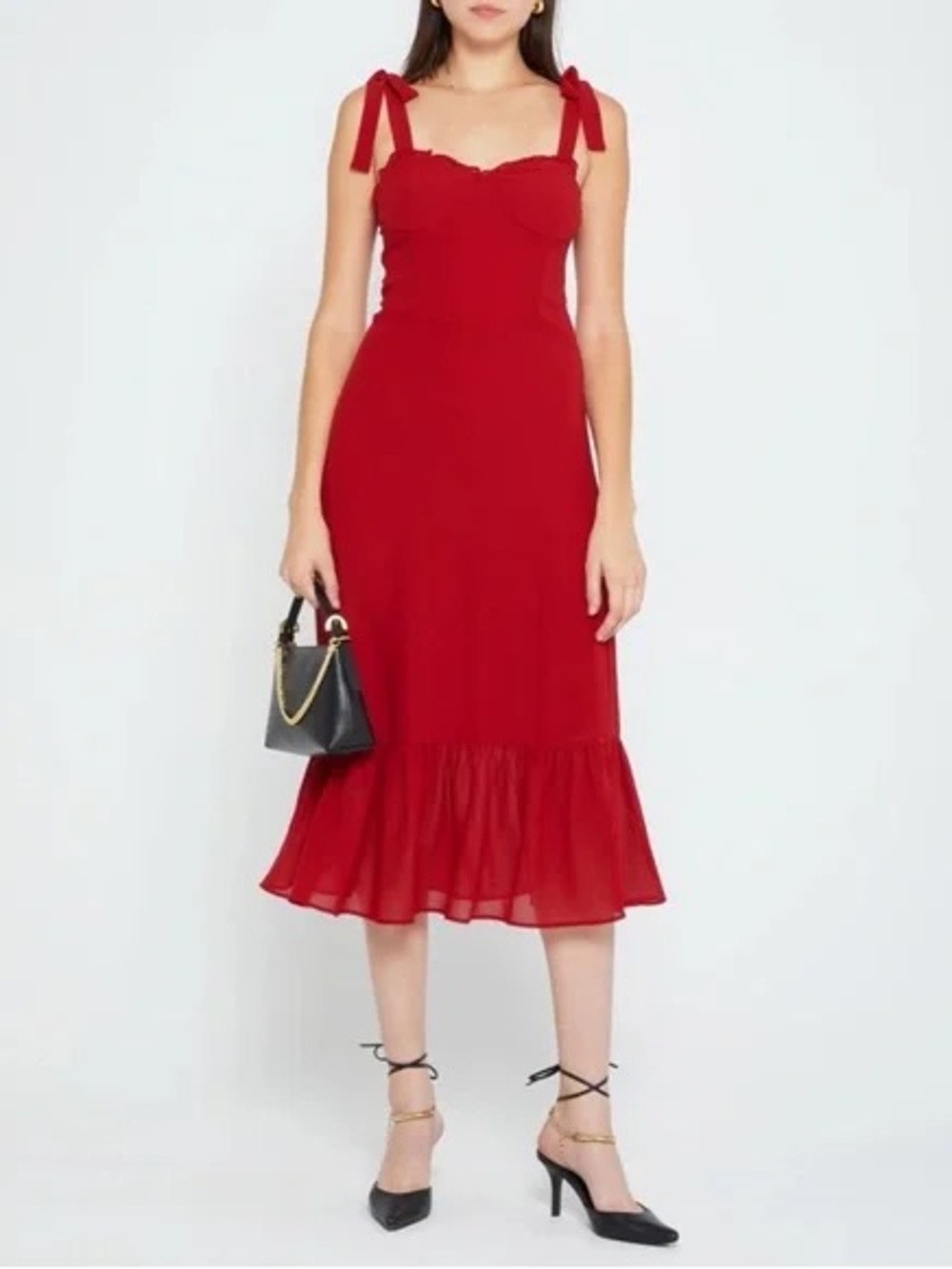 o.p.t Tie Shoulder Chiffon Midi Dress Size L